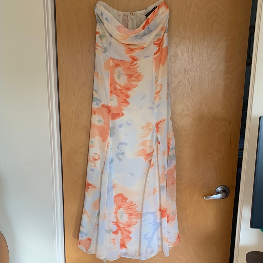 The A&F Camille Strapless Godet Midi Dress